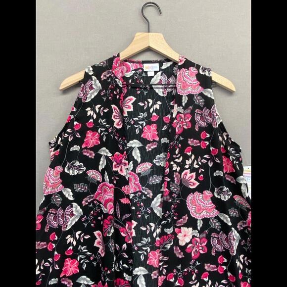 LulaRoe Womens Black Floral Vest Maxi Pink Flowers Sleeveless NWT Size Small - Picture 4 of 11